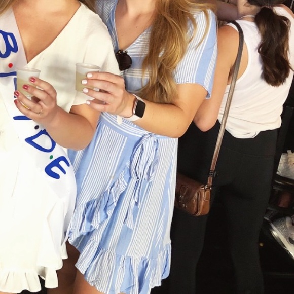 wrap dress blue and white stripe - Picture 3 of 5